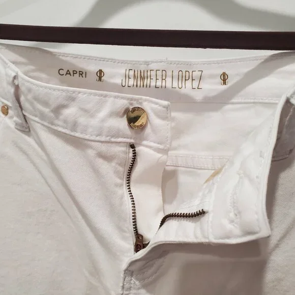 Jennifer Lopez White Cotton Spandex Blend Capri 5 Pocket Style Jeans   16P - Picture 7 of 10